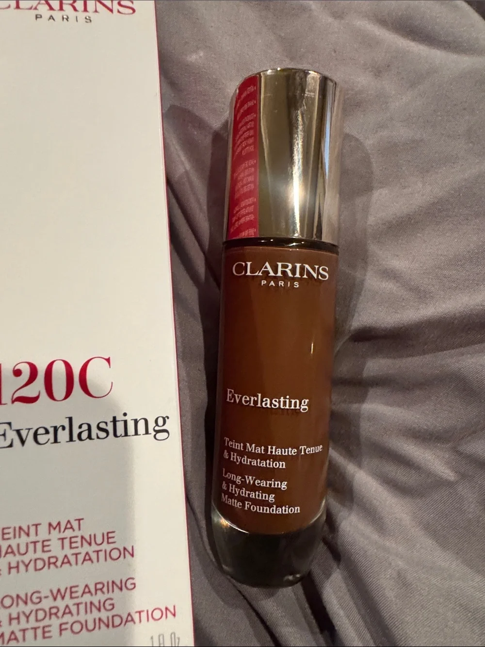 Clarins Everlasting Foundation Box in White with Red Accents